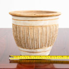 Mid Century Modern Planter White Matte Tan Medium Rough Textured Ceramic Pot - Image 12