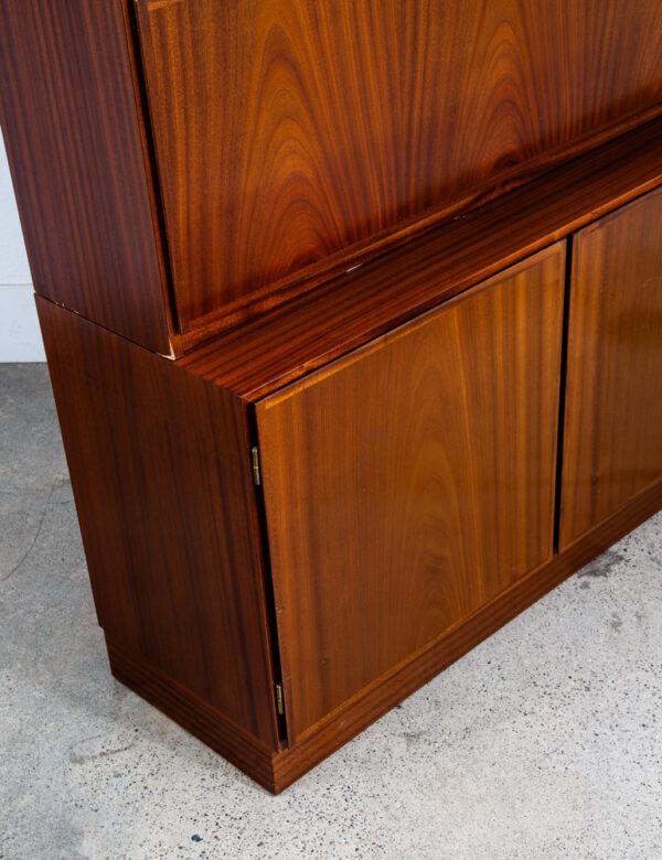 Mid Century Danish Modern Bookshelf Cabinet Mahogany Drawers Omann Jun Drop Leaf - Image 9
