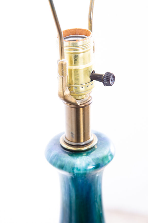 Mid Century Modern Table Lamp Ceramic Studio Blue Brown Vintage Lighting Light - Image 3