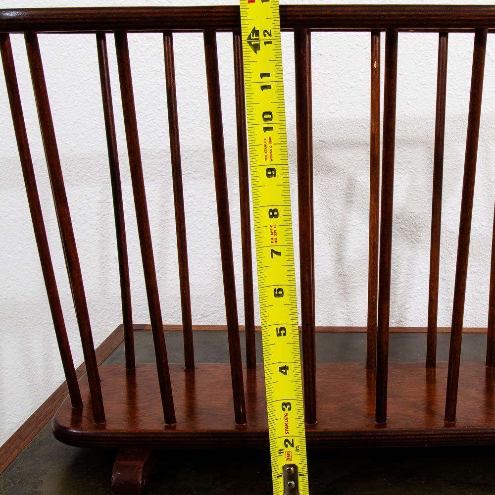 Mid Century Modern Vintage Magazine Rack Spindle Solid Walnut Wood Round Umanoff - Image 10