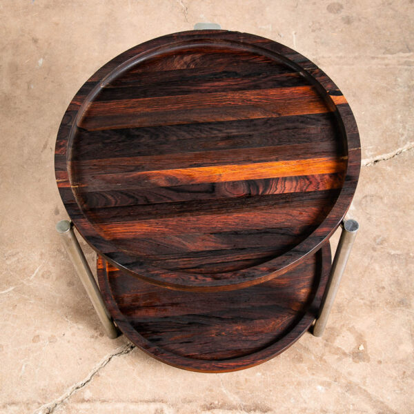 Mid Century Danish Modern Table Folding Brazilian Rosewood Round Mcm Dark Wood - Image 10