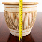 Mid Century Modern Planter White Matte Tan Medium Rough Textured Ceramic Pot - Image 11