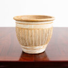 Mid Century Modern Planter White Matte Tan Medium Rough Textured Ceramic Pot - Image 8