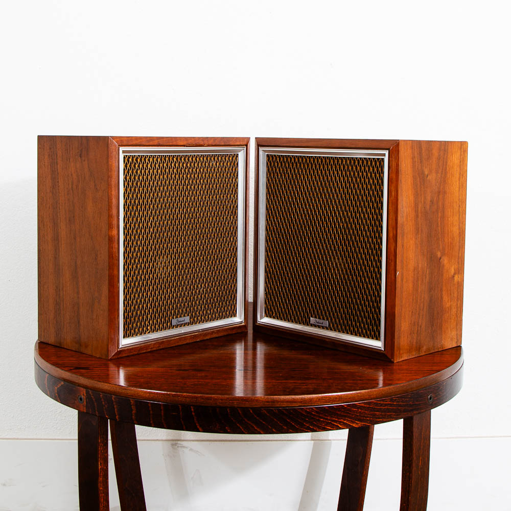 Mid Century Danish Modern Speakers Set Pair Teak Veneer Bookshelf Speakers MCM