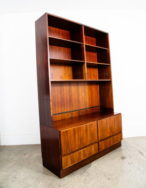Mid Century Danish Modern Bookshelf Cabinet Rosewood Drawers Omann Jun Drawers - Image 7