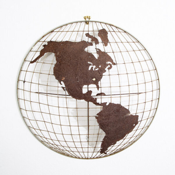Mid Century Modern Wall Hanging Relief World Globe Curtis Jere Art Earth 2 Piece - Image 2
