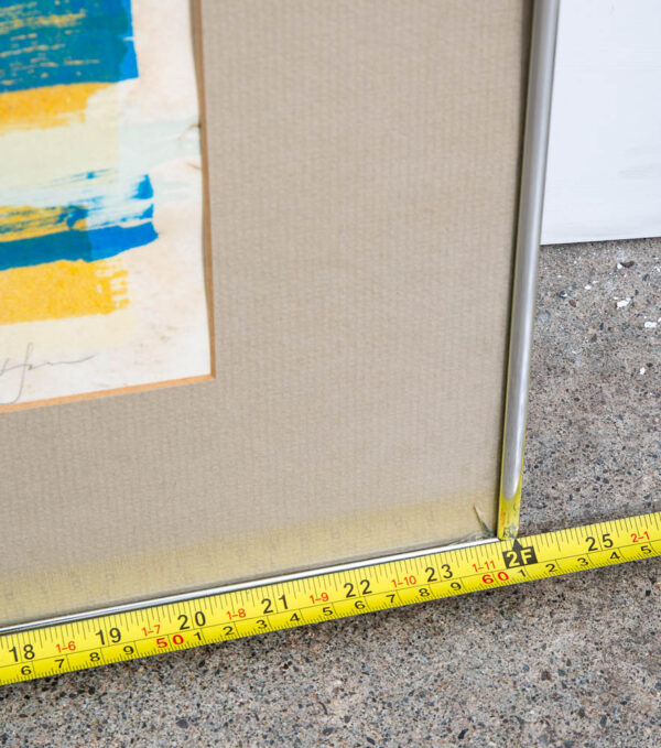 Mid Century Modern Art Print Serigraph Yellow Blue Abstract Signed Numbered 28x24 - Image 10