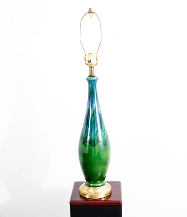 Mid Century Modern Table Lamp Ceramic Studio Blue Brown Vintage Lighting Light - Image 8