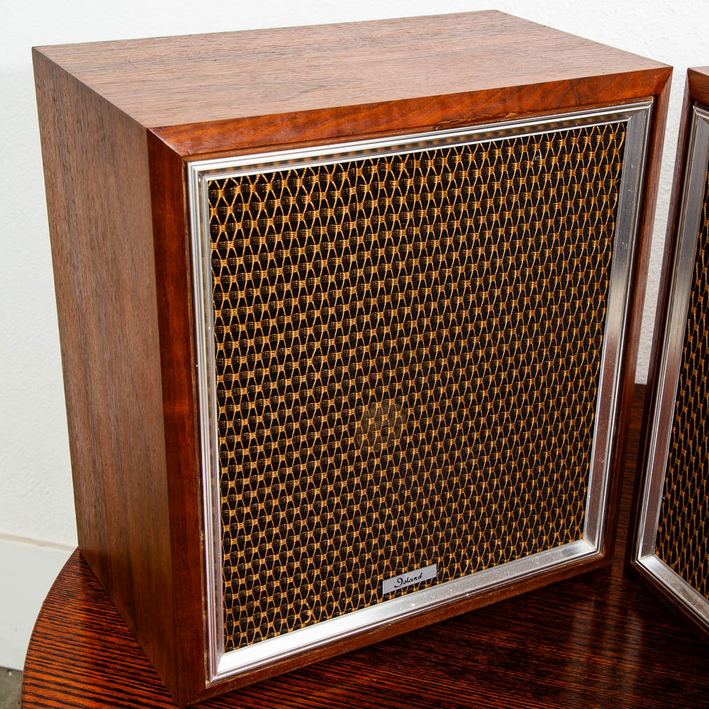 Mid Century Danish Modern Speakers Set Pair Teak Veneer Bookshelf Speakers MCM - Image 10