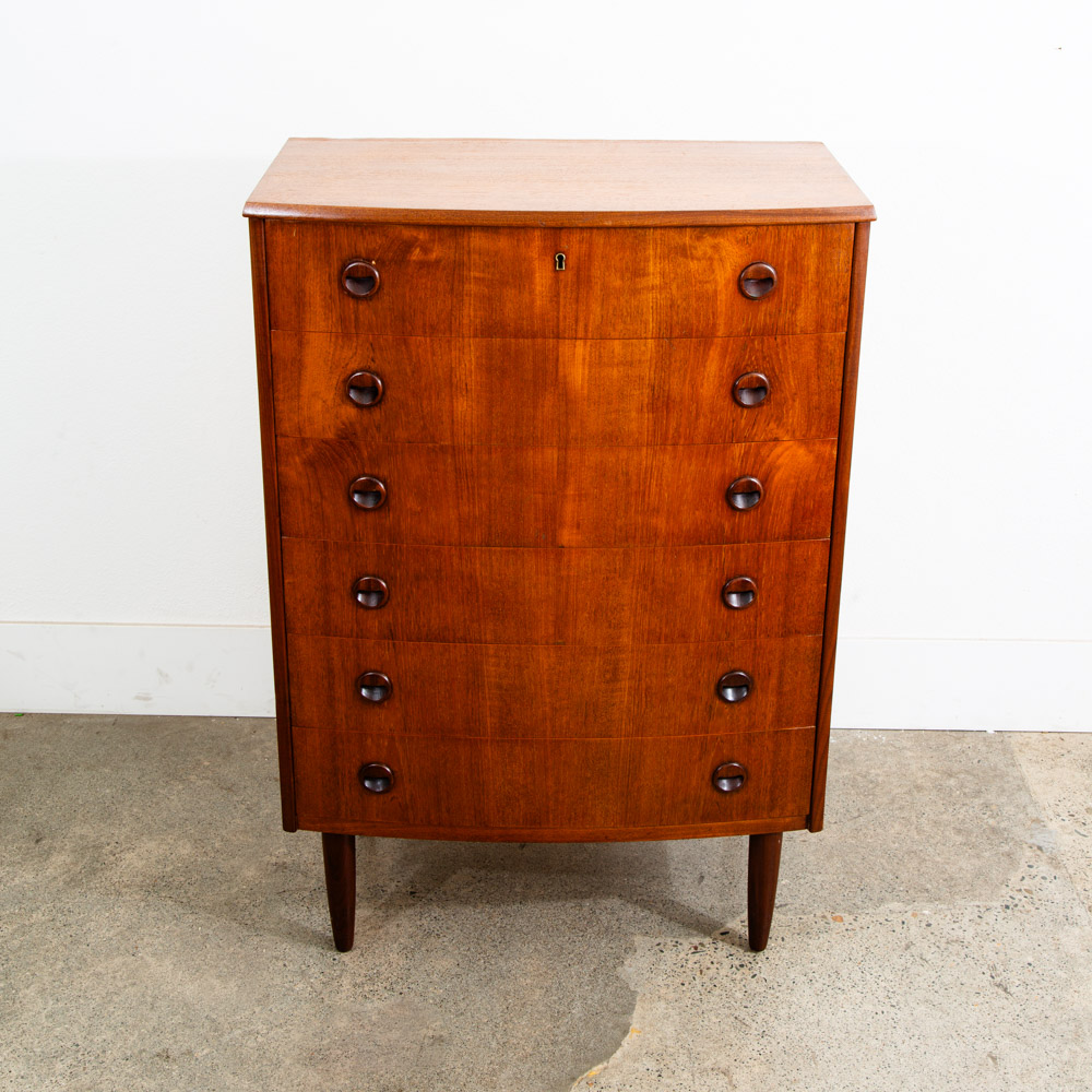 Mid Century Danish Modern Highboy Dresser 6 Drawer Teak Eyelid Kai Kristiansen - Image 9