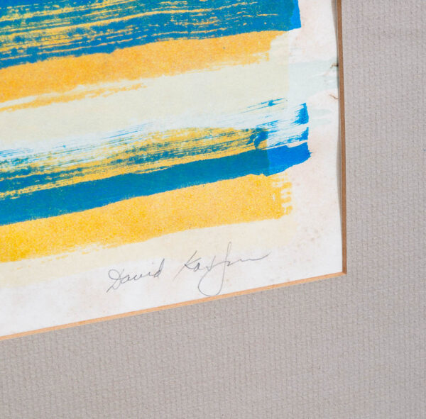 Mid Century Modern Art Print Serigraph Yellow Blue Abstract Signed Numbered 28x24 - Image 3