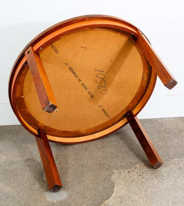 Mid Century Danish Modern Coffee Table Round Rosewood Tile Circular Signed Mcm - Image 5