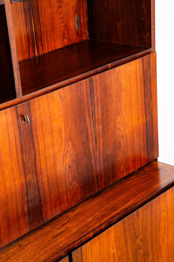 Mid Century Danish Modern Bookshelf Cabinet Rosewood Drawers Omann Jun Drop Leaf - Image 6