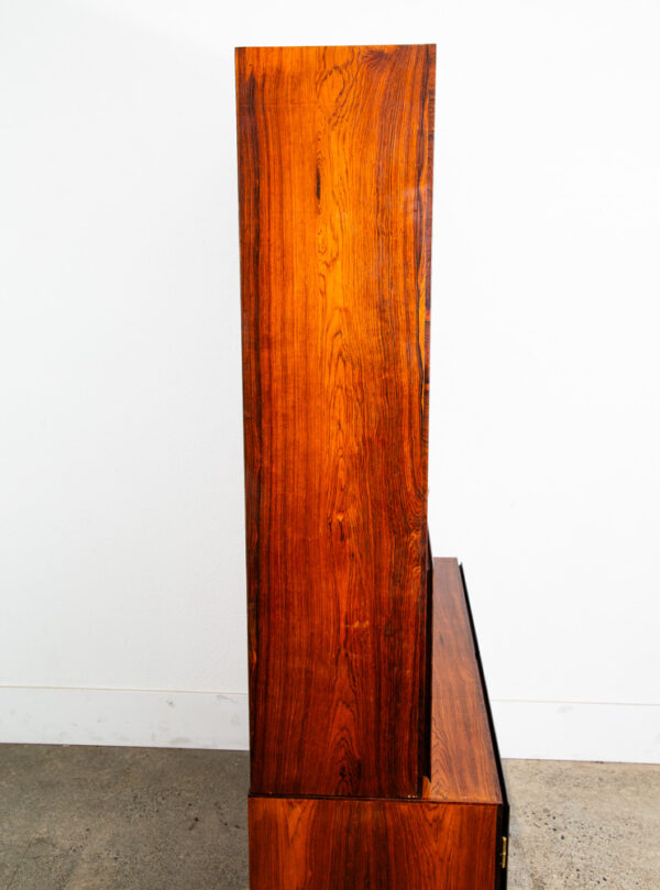 Mid Century Danish Modern Bookshelf Cabinet Rosewood Drawers Omann Jun Drop Leaf - Image 4