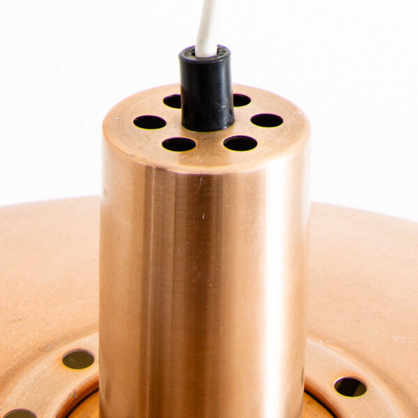 Mid Century Danish Modern Saucer Pendant Lamp Copper Finish Single Ceiling Light - Image 3