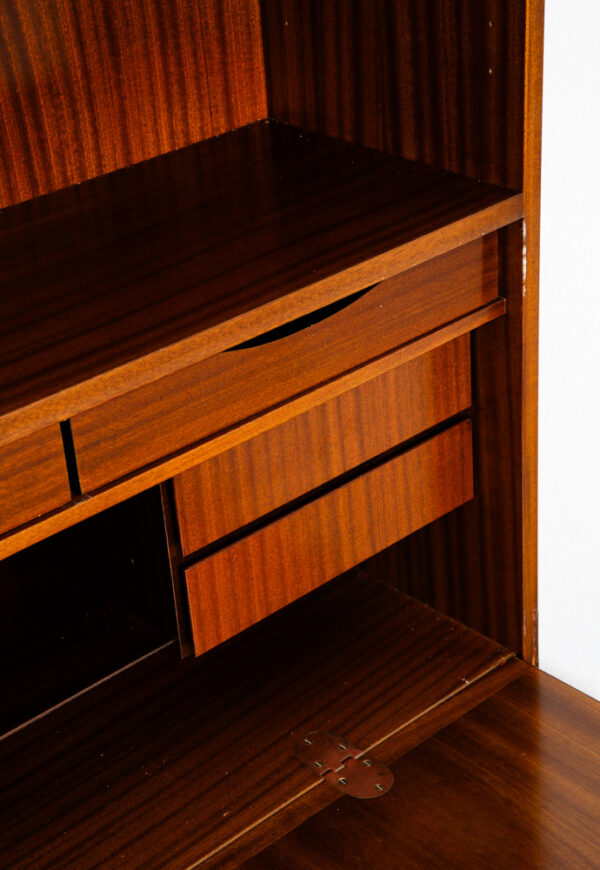 Mid Century Danish Modern Bookshelf Cabinet Mahogany Drawers Omann Jun Drop Leaf - Image 10