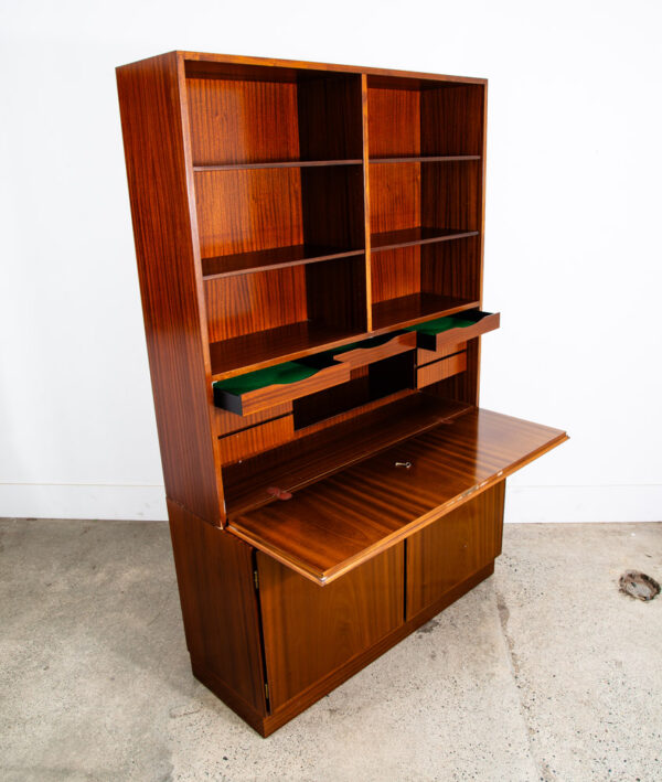 Mid Century Danish Modern Bookshelf Cabinet Mahogany Drawers Omann Jun Drop Leaf - Image 2