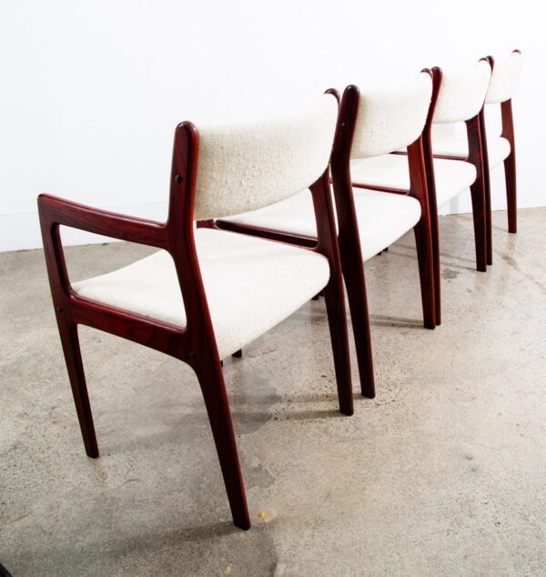 Mid Century Danish Modern Dining Chairs Set 6 Rosewood Farso White Denmark Arms - Image 5