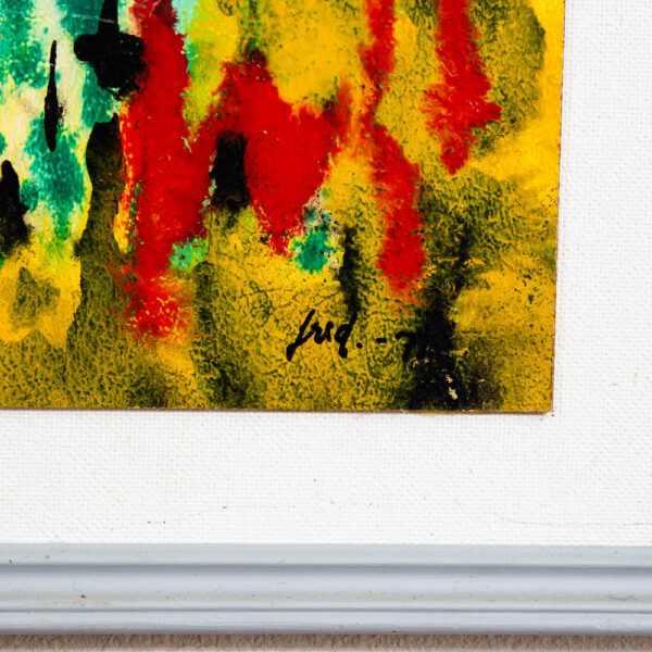 Mid Century Modern Original Painting Art Abstract Expressionism Red Yellow Teal - Image 9