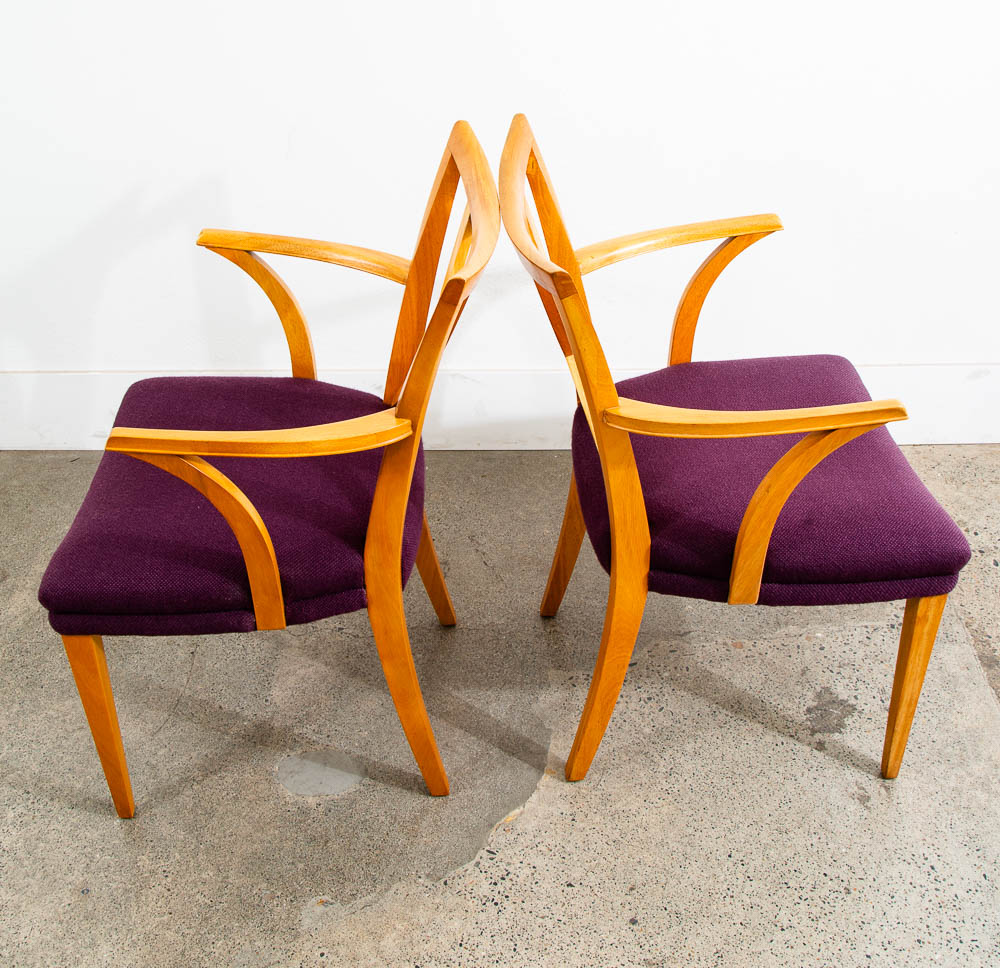 Mid Century Modern Dining Chairs Set 6 X Back Paul Frankl Purple Brown Saltman - Image 8