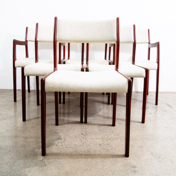 Mid Century Danish Modern Dining Chairs Set 6 Rosewood Farso White Denmark Arms