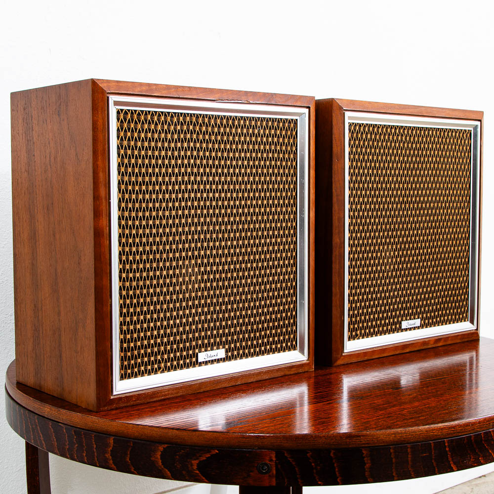 Mid Century Danish Modern Speakers Set Pair Teak Veneer Bookshelf Speakers MCM - Image 4