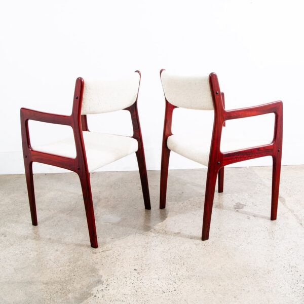Mid Century Danish Modern Dining Chairs Set 6 Rosewood Farso White Denmark Arms - Image 8