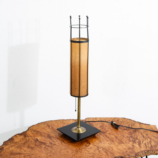Mid Century Modern Lamp Set Table Light lighting Black Brass Pair Set Round Gold - Image 7