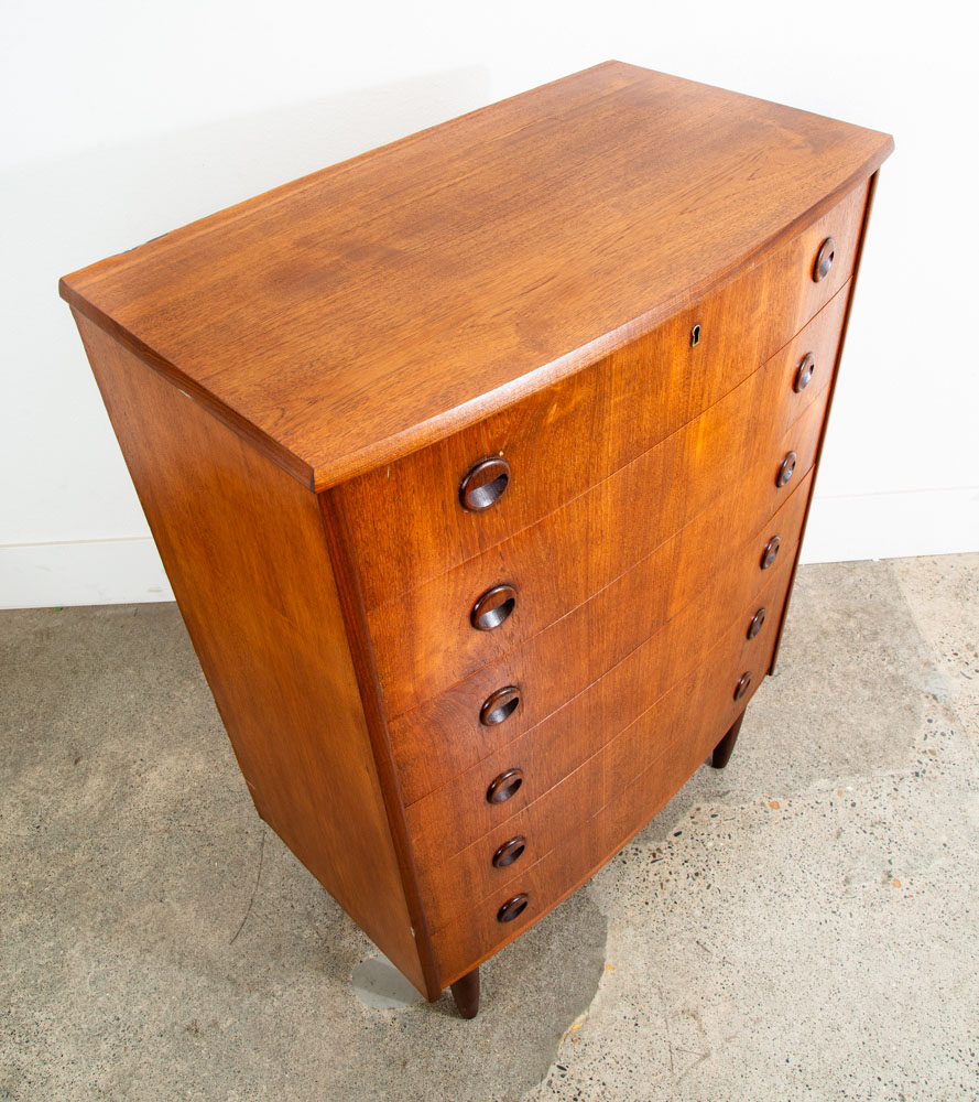 Mid Century Danish Modern Highboy Dresser 6 Drawer Teak Eyelid Kai Kristiansen - Image 4