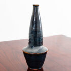 Mid Century Modern Vase Art Pottery Studio Fired Ceramics Blue Table Top Vessel - Image 9