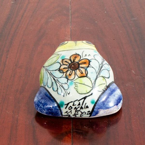 Mid Century Modern Ceramic Frog Sculpture Green Blue White Studio Vintage Mcm - Image 6