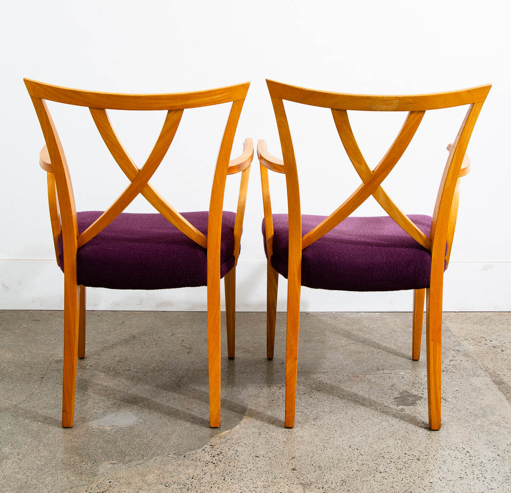 Mid Century Modern Dining Chairs Set 6 X Back Paul Frankl Purple Brown Saltman - Image 10