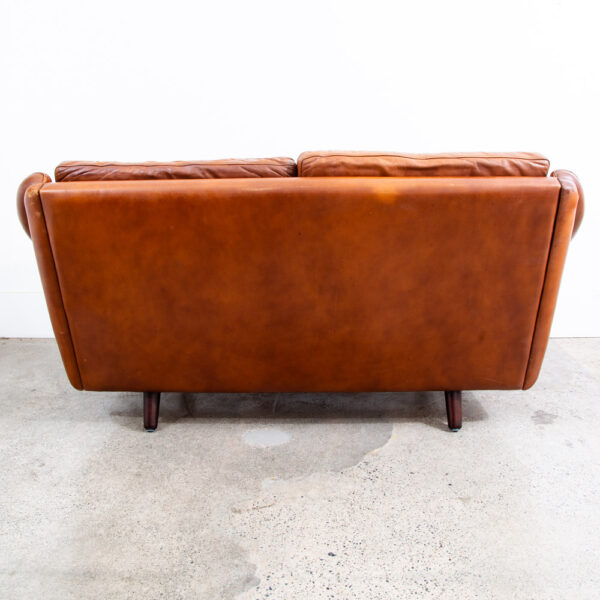 Mid Century Danish Modern Sofa Settee Aage Christiansen Cognac Leather Matador - Image 5