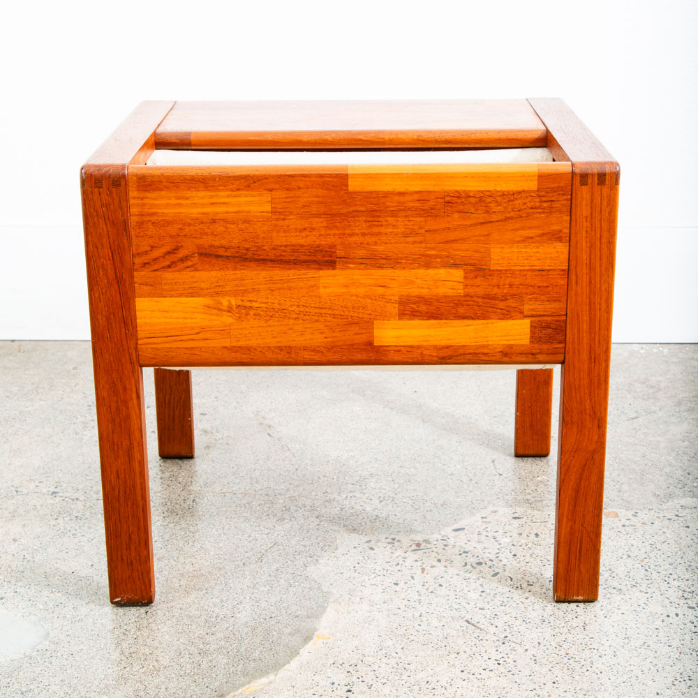 Mid Century Modern Magazine Rack Side Table Vintage Danish Canvas Sling Teak Mcm - Image 6