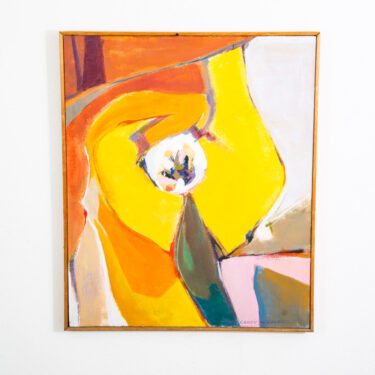 Mid Century Modern Original Painting Art Abstract Expressionist Yellow Orange 37