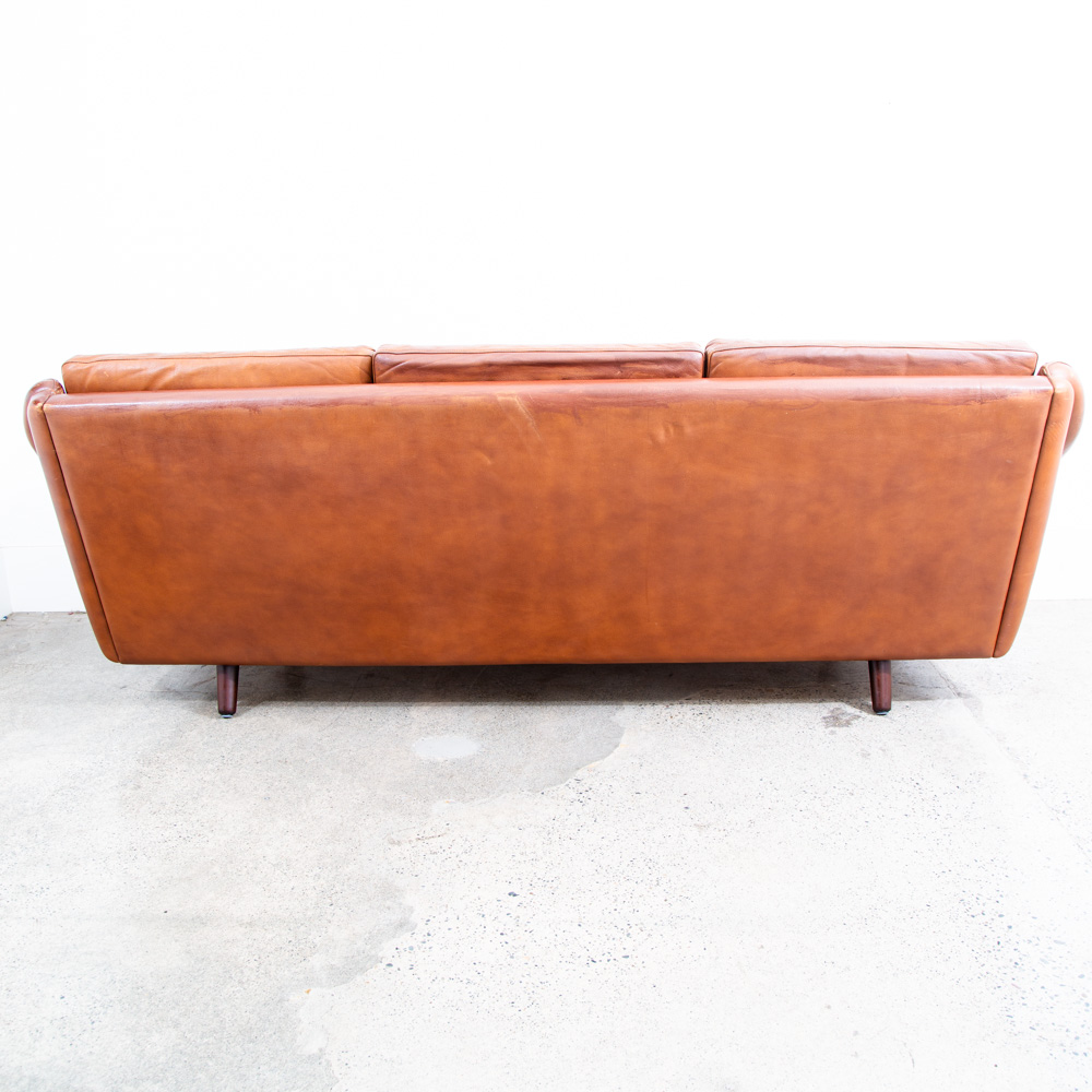 Mid Century Danish Modern Sofa Couch Aage Christiansen Cognac Leather Matador - Image 5