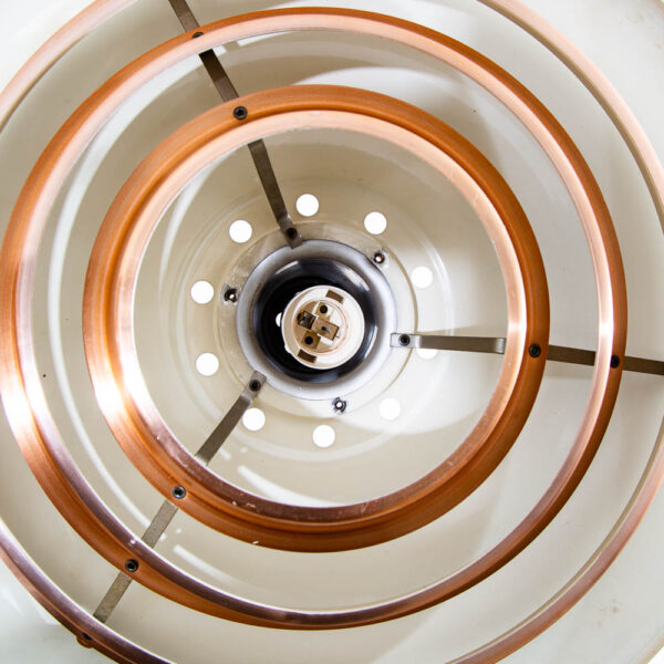 Mid Century Danish Modern Saucer Pendant Lamp Copper Finish Single Ceiling Light - Image 8
