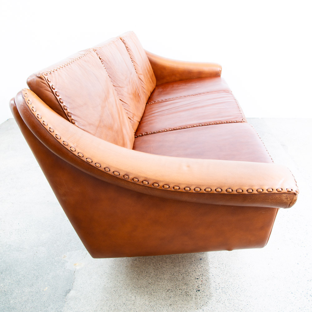Mid Century Danish Modern Sofa Couch Aage Christiansen Cognac Leather Matador - Image 9
