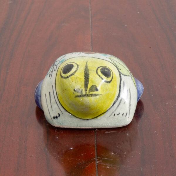 Mid Century Modern Ceramic Frog Sculpture Green Blue White Studio Vintage Mcm - Image 3