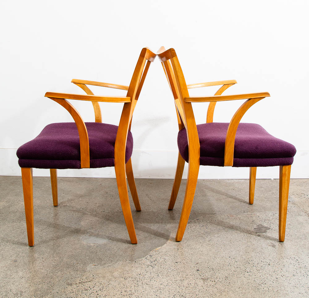 Mid Century Modern Dining Chairs Set 6 X Back Paul Frankl Purple Brown Saltman - Image 7