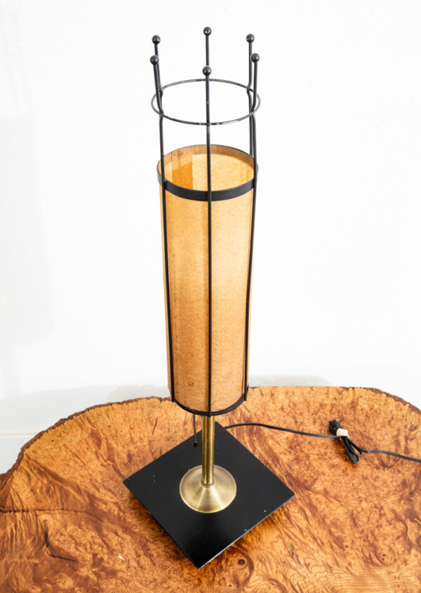 Mid Century Modern Lamp Set Table Light lighting Black Brass Pair Set Round Gold - Image 6