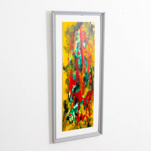 Mid Century Modern Original Painting Art Abstract Expressionism Red Yellow Teal - Image 5