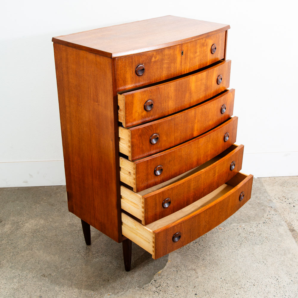 Mid Century Danish Modern Highboy Dresser 6 Drawer Teak Eyelid Kai Kristiansen - Image 5