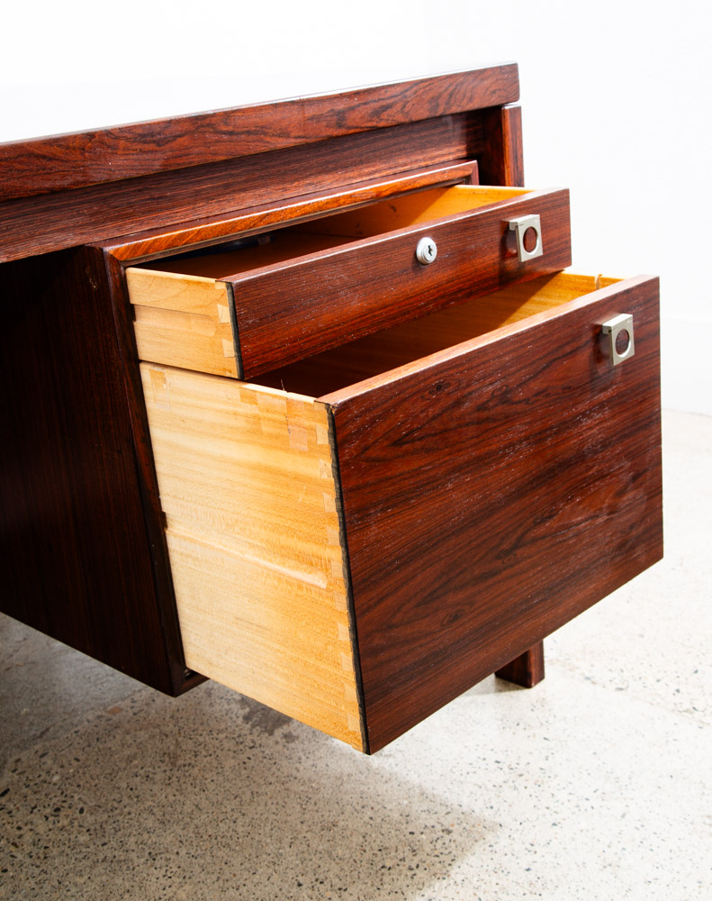 Mid Century Modern Desk Executive L shaped Arne Vodder HP Hansen Rosewood Return - Image 10