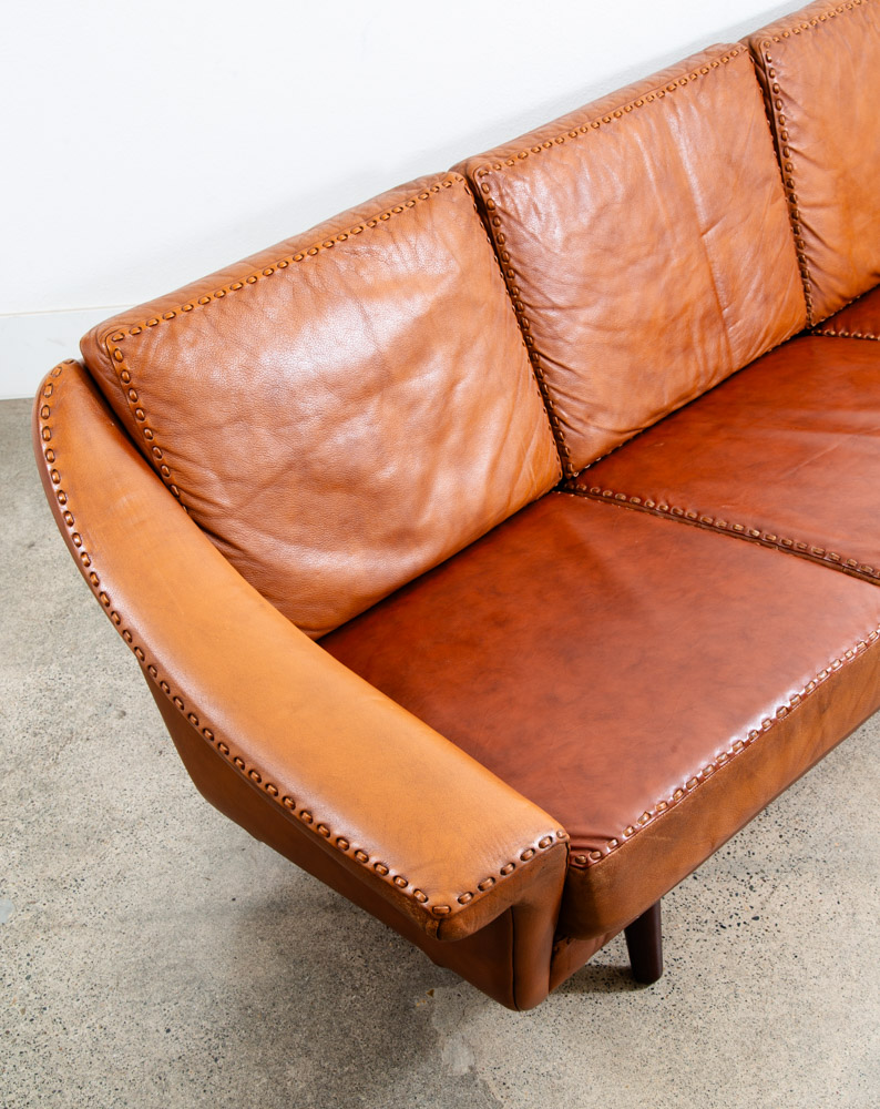 Mid Century Danish Modern Sofa Couch Aage Christiansen Cognac Leather Matador - Image 10
