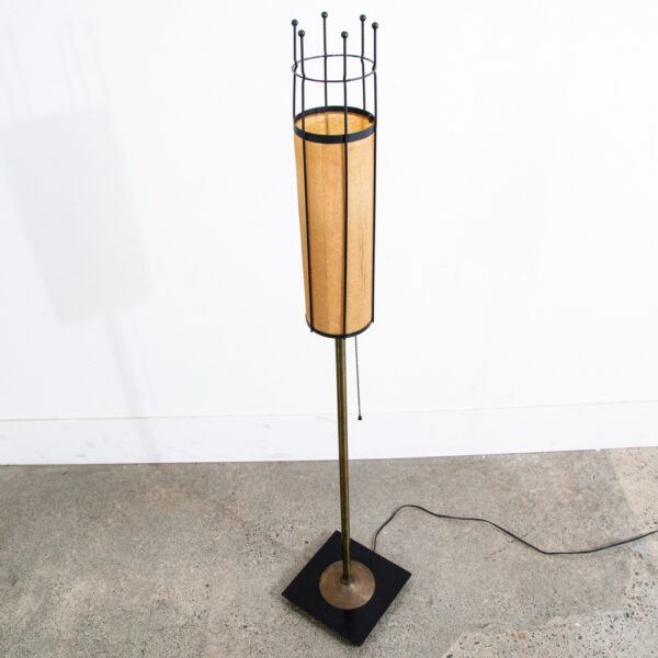 Mid Century Modern Floor Lamp Table Light lighting Black Brass Round Gold Mcm - Image 8