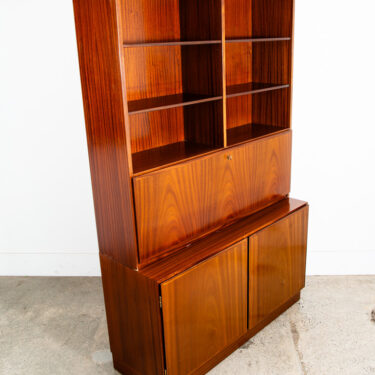 Mid Century Danish Modern Bookshelf Cabinet Mahogany Drawers Omann Jun Drop Leaf