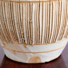 Mid Century Modern Planter White Matte Tan Medium Rough Textured Ceramic Pot - Image 10