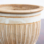 Mid Century Modern Planter White Matte Tan Medium Rough Textured Ceramic Pot - Image 3