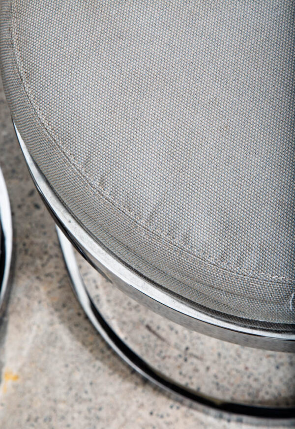 Mid Century Modern Stool Set Ottoman Stool Milo Baughman Chrome Pair Two Fabric - Image 10